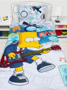 The Simpsons “I’m With The Band” Twin Duvet Cover Rare Bart Simpson Rock Guitar
